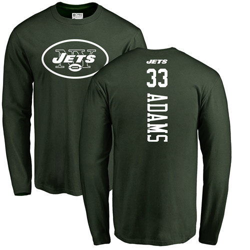 New York Jets Men Green Jamal Adams Backer NFL Football #33 Long Sleeve T Shirt